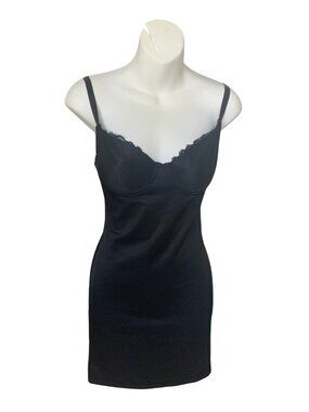 Flexees Black Body Shaper/Slip dress 34B Adjustable Straps Lace Trim